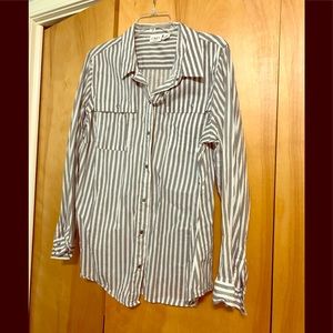 Gray/White Striped, casual button down